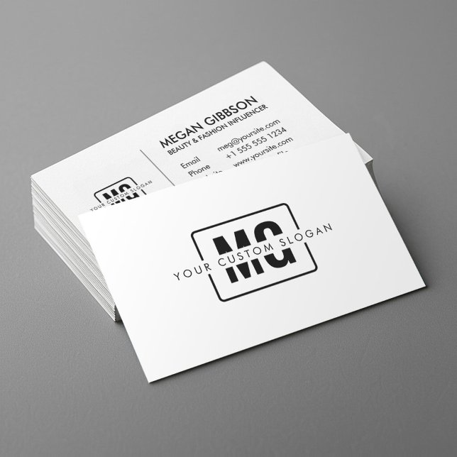 Stylish White Monogram Personal Brand Minimalist Business Card (Creator Uploaded)