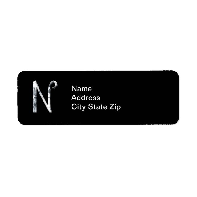 Stylish White Monogrammed Label (N) (Front)