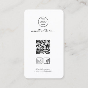 Stylish White QR Code for Instagram & Facebook  Business Card