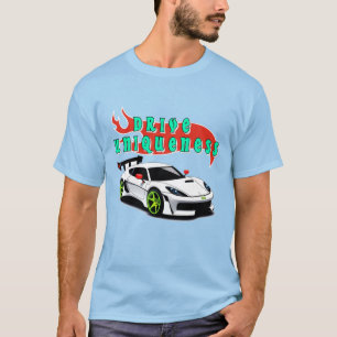 Stylish White Racing Car With Neon Green Accents T-Shirt