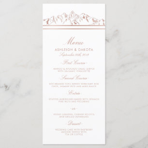 Stylish White & Rose Gold Mountain Wedding Menu