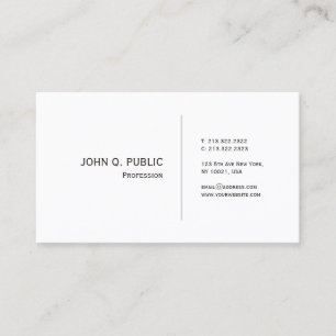 Stylish White Sleek Plain Design Chic Modern Business Card
