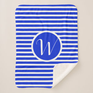 Stylish White Stripes W Monogram Throw Blanket