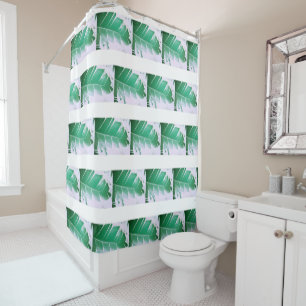 Stylish Wild Banana Green Leaves Shower Curtain