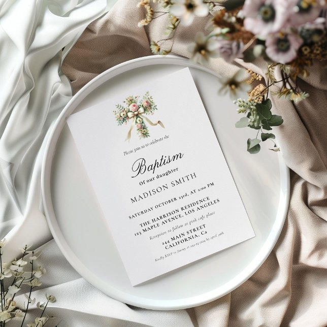 Stylish Wildflower Garden  Baptim Invitation (Creator Uploaded)