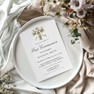 Stylish Wildflower Garden First Holy Communion Invitation