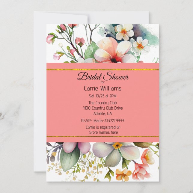 Stylish Wildflowers Bridal Shower Invitation (Front)