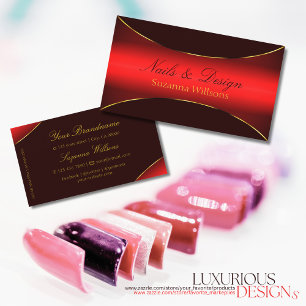 Stylish Wine Red with Gold Shimmer Border Elegant  Business Card