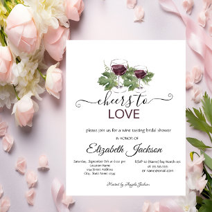 Stylish Wine Tasting Burgundy Bridal Shower Invitation