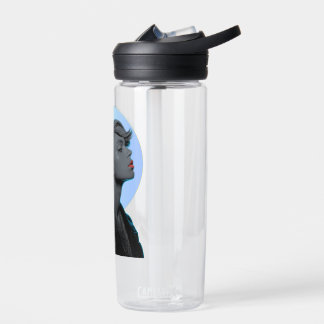 Stylish Woman in Monochromatic Portrait Water Bottle