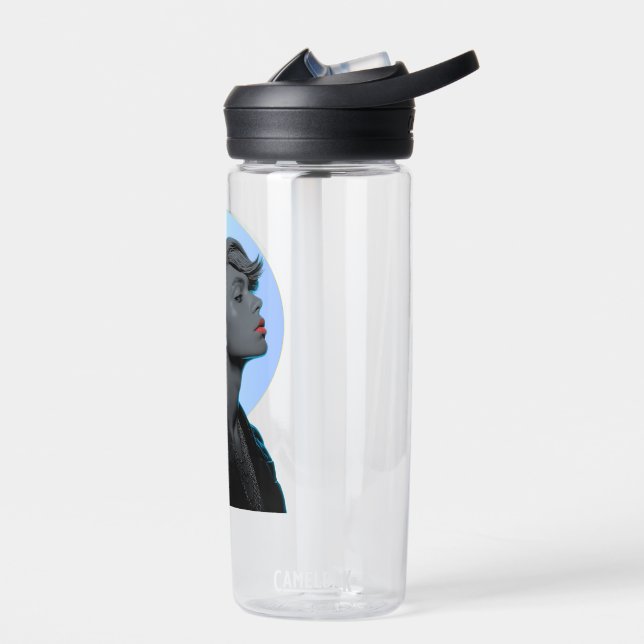 Stylish Woman in Monochromatic Portrait Water Bottle (Left)