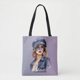 Stylish Woman Wearing a Hat  Tote Bag