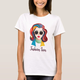 Stylish Woman with Bold Colourful Hair T-Shirt