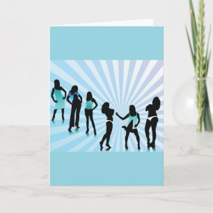 Stylish Women Silhouettes Teal Blue Fashion Card
