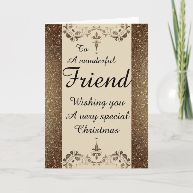 Stylish Wonderful friend Christmas card (Front)