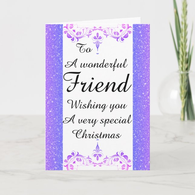 Stylish Wonderful friend Christmas card (Front)