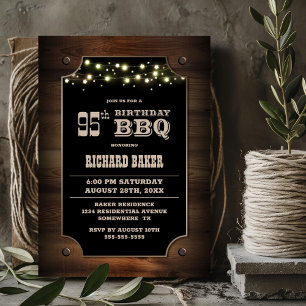 Stylish Wood 95th Birthday BBQ Invitation