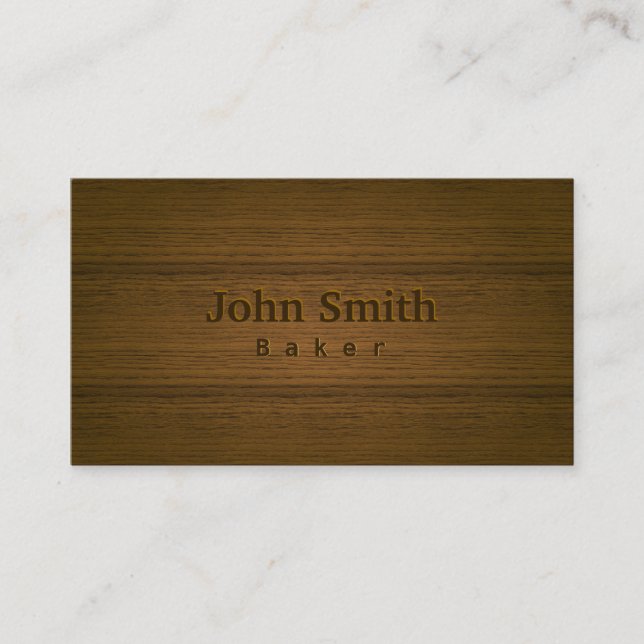 Stylish Wood Embossing Baker Business Card (Front)