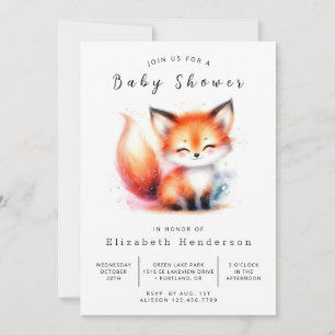 Stylish Woodland Look Fox Baby Shower Invitation
