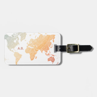 Stylish World Traveller (plus map, retro light) Luggage Tag