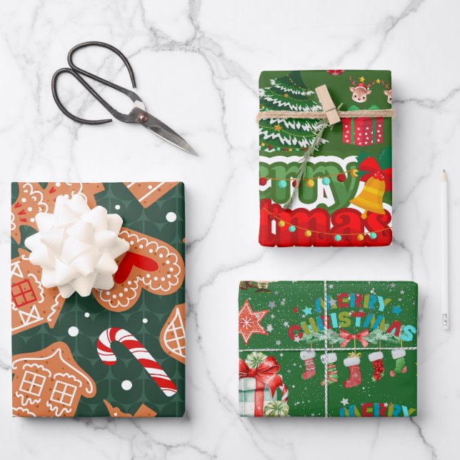 Stylish Wrappers for Christmas Holidays Wrapping Paper Sheet (Front)