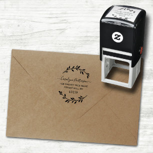 Stylish Wreath Custom Name & Address Self-inking Stamp