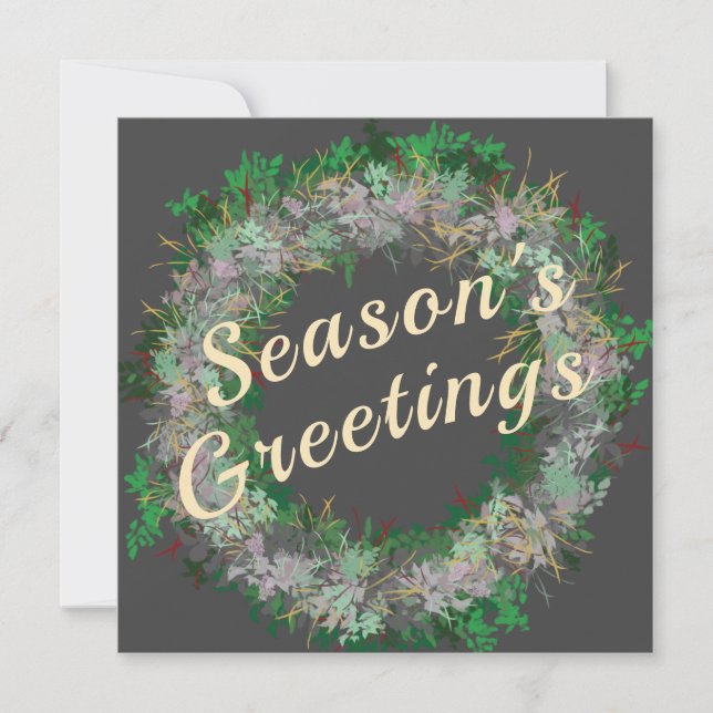 Stylish Wreath Holiday Card (Front)