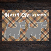 Stylish Xmas scottish tartan baby terrier brown