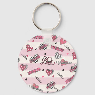 Stylish XOXO Valentine's Day Patterned   Keychain