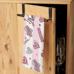 Stylish XOXO Valentine's Day Patterned Kitchen Towel