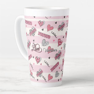 Stylish XOXO Valentine's Day Patterned  Latte Mug