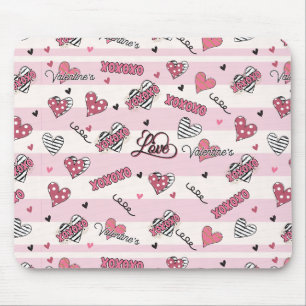 Stylish XOXO Valentine's Day Patterned Mouse Pad