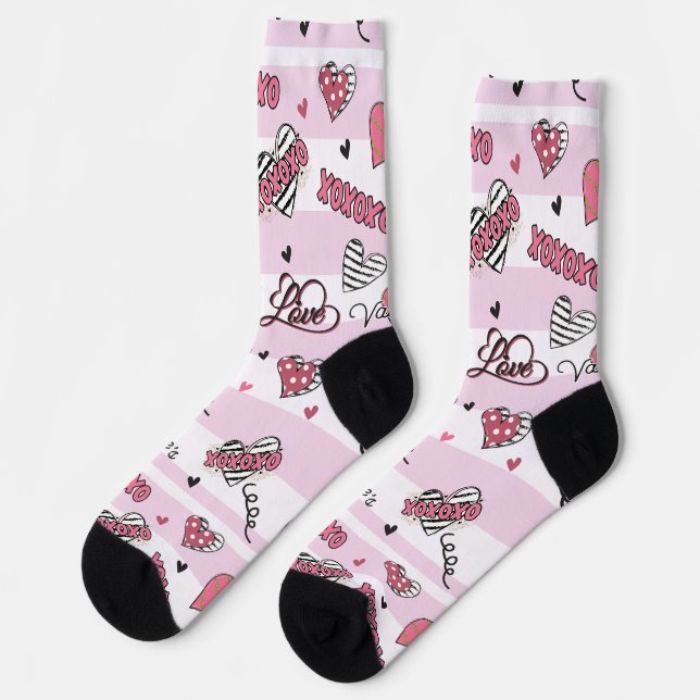 Stylish XOXO Valentine's Day Patterned    Socks (Left)