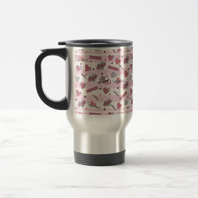 Stylish XOXO Valentine's Day Patterned   Travel Mug (Left)