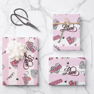 Stylish XOXO Valentine's Day Patterned Wrapping Paper Sheet