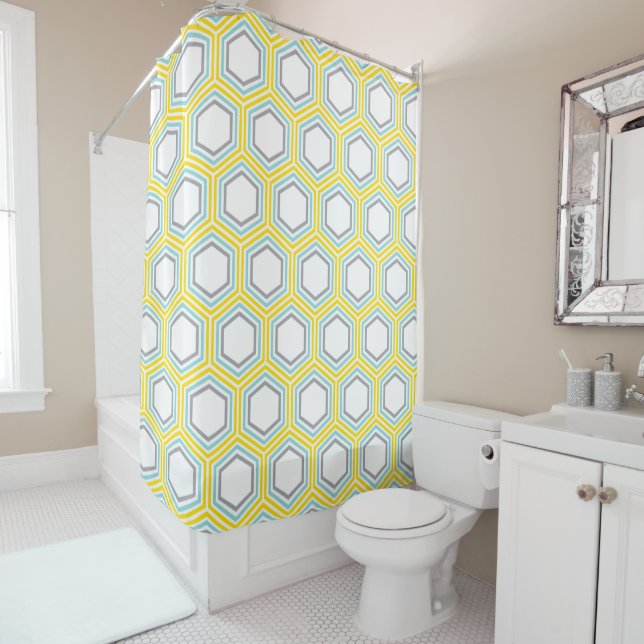 Stylish Yellow and Aqua Geometric Pattern (In Situ)