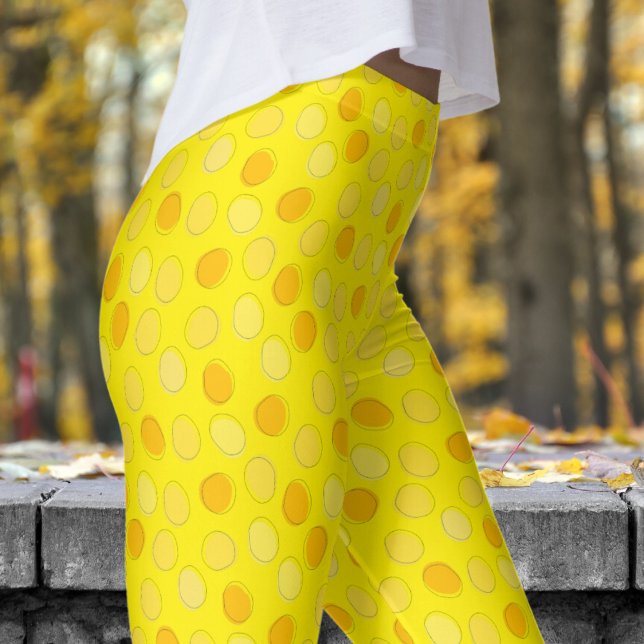 Stylish Yellow and Canary Yellow Polka Dot Pattern Leggings (Yellows on Canary Yellow Leggings)