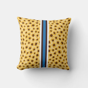 Stylish yellow cheetah print with monogram throw pillow