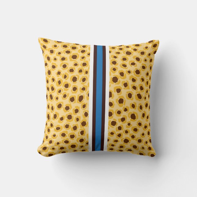 Stylish yellow cheetah print with monogram throw pillow (Front)