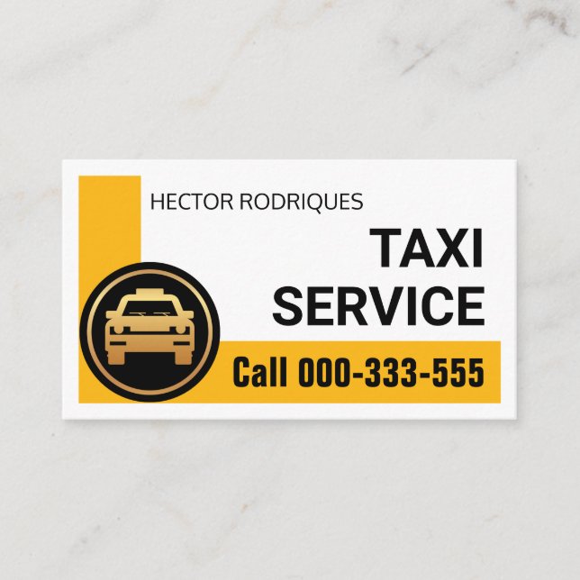 Stylish Yellow Corner Taxi Driver Business Card (Front)