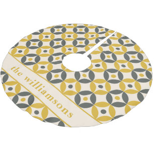 Stylish Yellow Grey Geometric Personalized   Brushed Polyester Tree Skirt