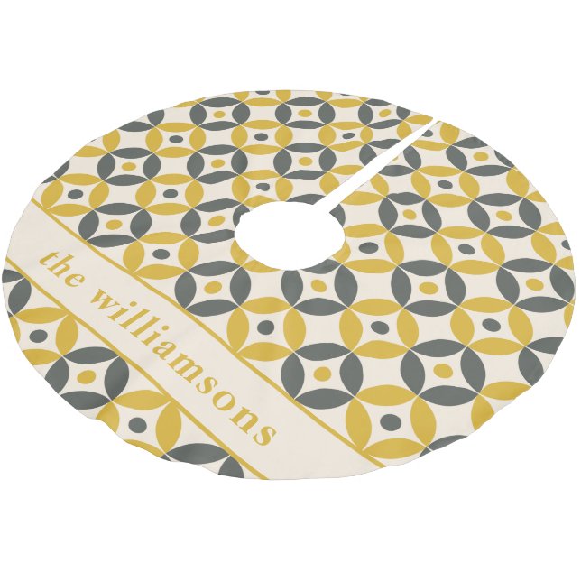 Stylish Yellow Grey Geometric Personalized   Brushed Polyester Tree Skirt (Angled)