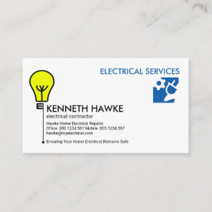 Stylish Yellow Light Bulb Switch Electrician Business Card