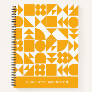 Stylish Yellow Modern Geometric Shape Personalized Notebook