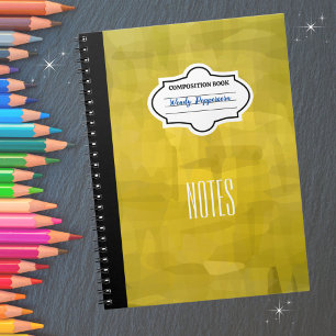 Stylish Yellow Patterned Personalized Composition  Notebook