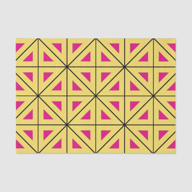 Stylish Yellow & Pink Geometric Pattern Tissue Paper (Front)