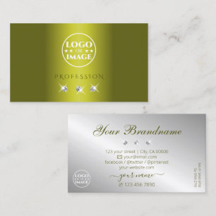 Stylish Yellow Silver Sparkling Diamonds with Logo Business Card