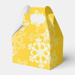 Stylish Yellow Snowflakes Modern Christmas pattern Favor Box