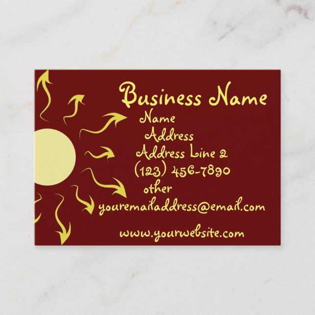 Stylish Yellow Sun Business Cards (Front)