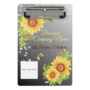 Stylish Yellow Sunflower Gradient Custom Business Mini Clipboard